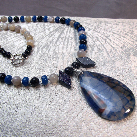 Semi-precious stone necklace, semi-precious bead necklace, beaded semi-precious stone necklace A47