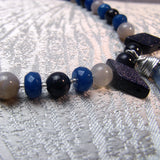 blue semi-precious bead necklace detail