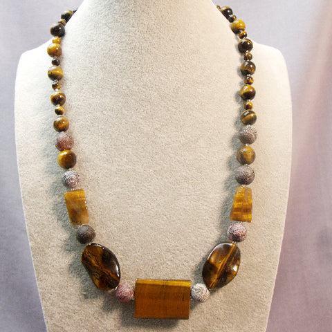 Handmade semi-precious stone necklace, unique beaded necklace A48