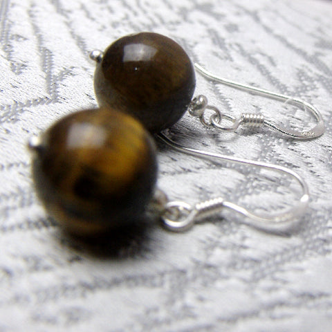 Handmade semi-precious stone earrings, Unique tigers eye earrings A70