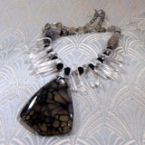 black grey handmade pendant necklace