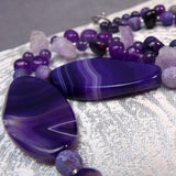 semi-precious purple agate large chunky beads