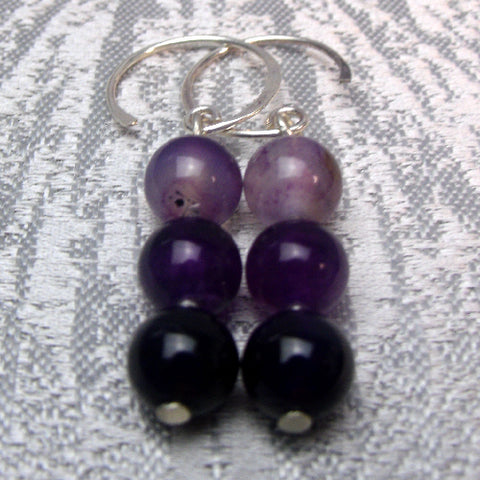 Semi-precious earrings UK, handmade semi-precious stone earrings, semi-precious bead earrings A74