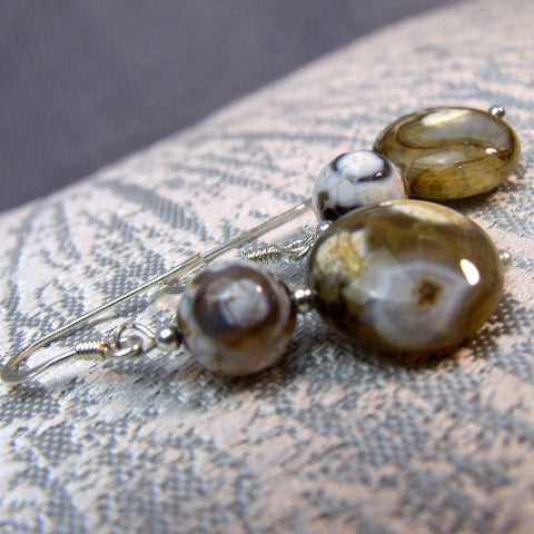 Semi-precious bead earrings UK, unique handmade earrings A77