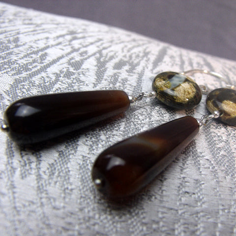 Long handmade statement earrings, long teardrop statement earrings A78