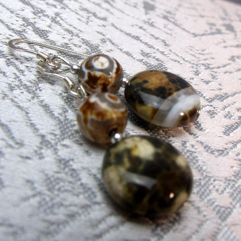 unique handcrafted statement earrings, semi-precious statement earrings A80