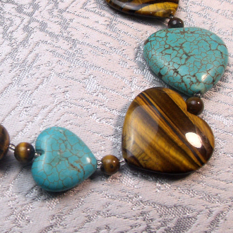 Unusual semi-precious stone necklace, handmade semi-precious beads A52
