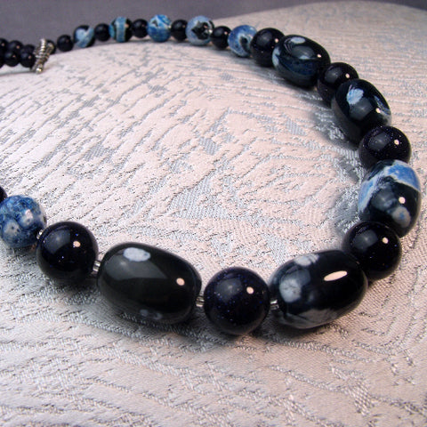 Semi-precious bead necklace UK, unique handcrafted necklace A55