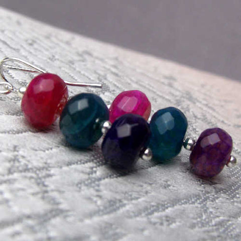 unusual semi-precious bead earrings, handmade semi-precious earrings A85