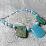 blue chunky necklace handmade uk