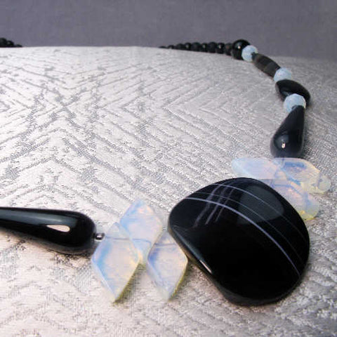 handmade semi-precious bead necklace UK, unique chunky necklace A59