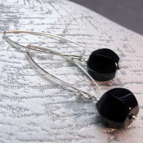 Long handmade semi-precious bead statement earrings UK, unique A88