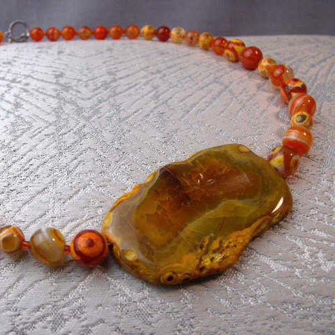 Semi-precious handmade statement necklace, unique chunky necklace A60
