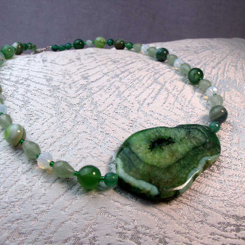 semi-precious bead statement necklace, chunky handmade necklace A61