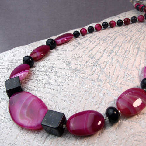 Chunky semi-precious stone necklace, chunky bead statement necklace, handmade chunky necklace A62