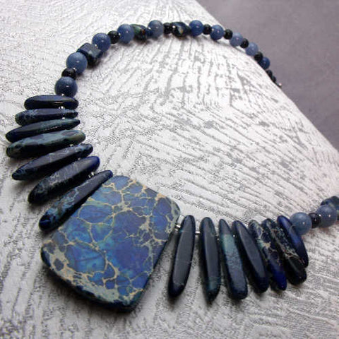 Semi-precious bead statement necklace, semi-precious statement jewellery, chunky necklace A64