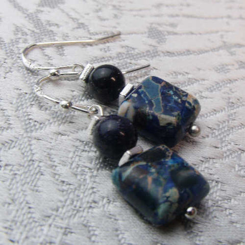Short drop semi-precious bead earrings, unique handmade short drop earrings A91