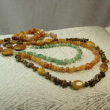 unique longer length statement necklace handmade semi-precious stone beads