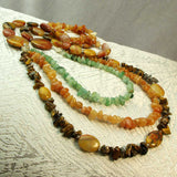 long semi-precious stone statement necklace, unique semi-precious bead statement jewellery  handmade uk