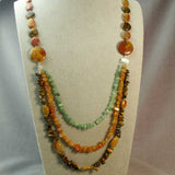 longer length handcrafted statement necklace using semi-precious stone beads