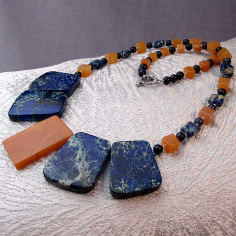 Semi-precious bead unique statement necklace, chunky statement necklace A69