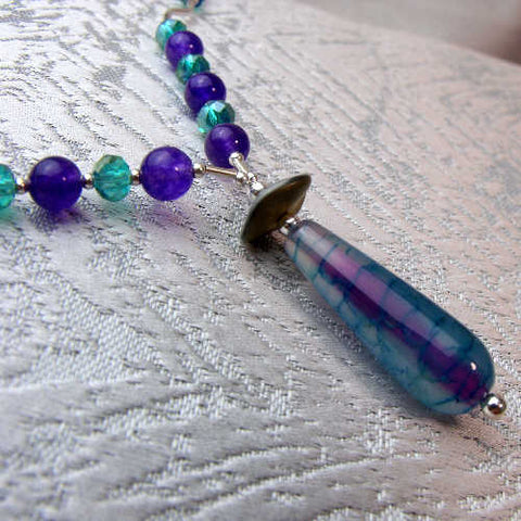 handmade semi-precious stone necklace, silver necklace unique SA3