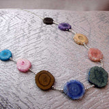 beautiful statement necklace handmade from sterling silver semi-precious beads