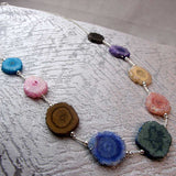 unique original handcrafted silver semi-precious bead statement necklace