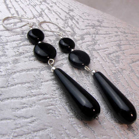 Long drop statement earrings, unique long teardrop statement earrings A91