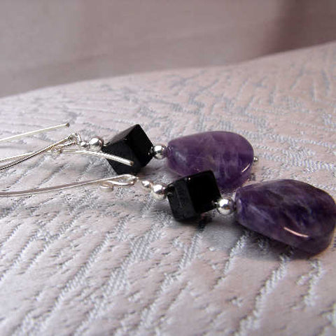 Unique long statement earrings, long semi-precious bead statement earring A92