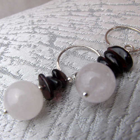Unique semi-precious bead earrings. pink bead earrings A95