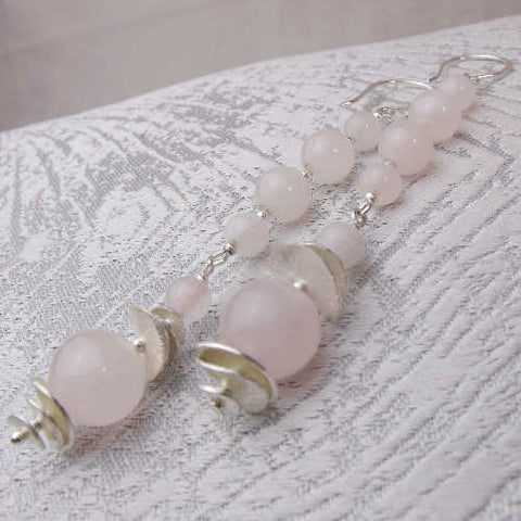 Long statement earrings, long semi-precious bead statement earrings  A99