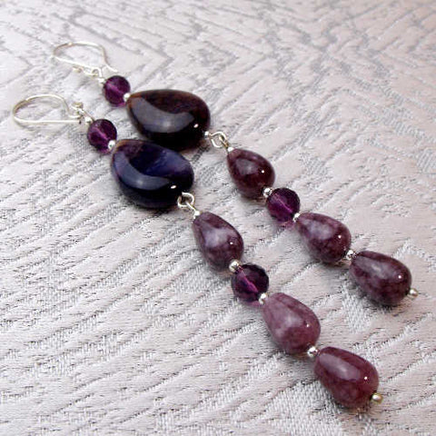 Long drop statement earrings, unique teardrop statement earrings A100