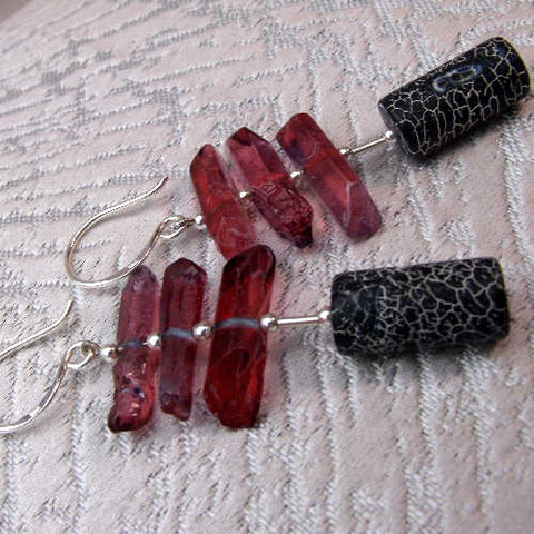 Unusual long drop statement earrings, long handmade statement earrings B1