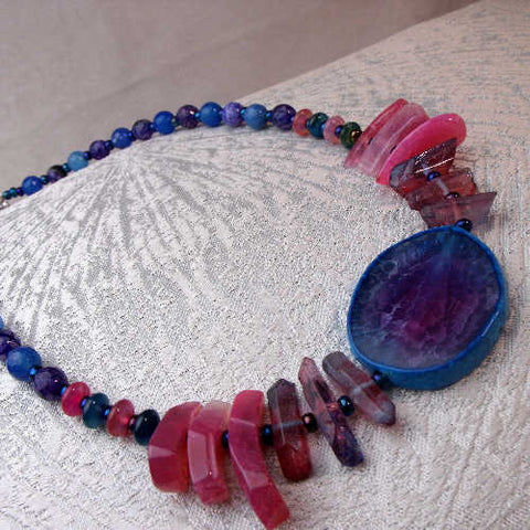 Chunky semi-precious stone statement necklace jewellery, chunky necklace, unique, handcrafted A71