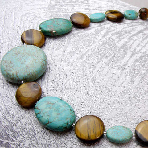Handmade semi-precious bead necklace, semi-precious stone necklace A72