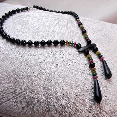 Unique semi-precious stone necklace, handmade beaded necklace, A79