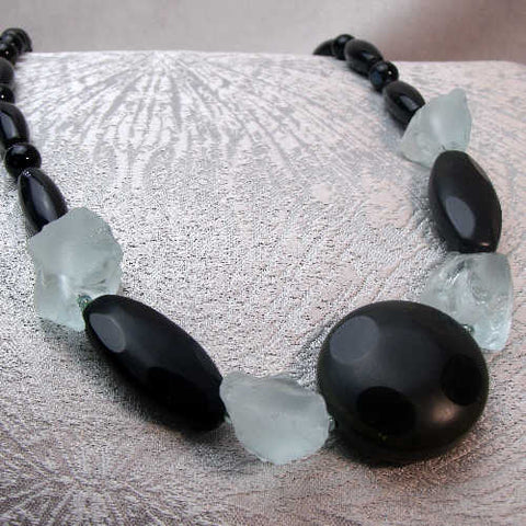 Long chunky bead necklace, unique handmade long statement necklace A80
