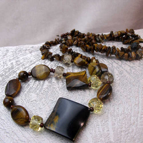 Long semi-precious bead statement necklace, unique statement necklace A82