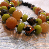 long bead necklace handmade from semi-precious beads
