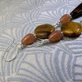 handmade earrings, long handmade tigers eye earrings