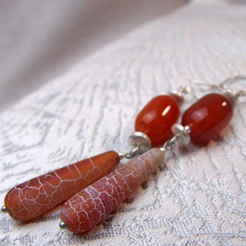 Unique statement earrings, long semi-precious bead statement earrings, long, handcrafted, unusual B3