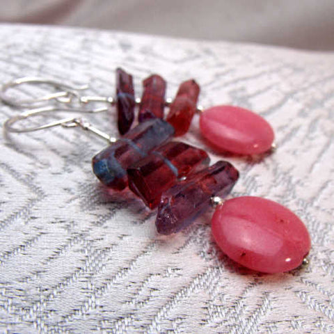 Long statement earrings, semi-precious bead statement earrings B5