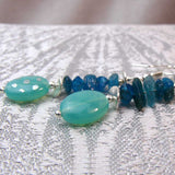 handmade blue semi-precious bead earrings uk