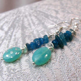 blue semi-precious bead handcrafted earrings