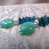 semi-precious bead blue drop handcrafted earrings