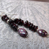 unique handcrafted semi-precious garnet bead earrings