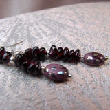 handmade semi-precious earrings with garnet beads