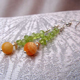 handcrafted semi-precious bead earrings in bright natural colours