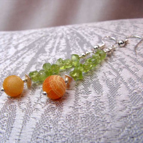 Unique beaded statement earrings, handmade semi-precious bead earrings B12